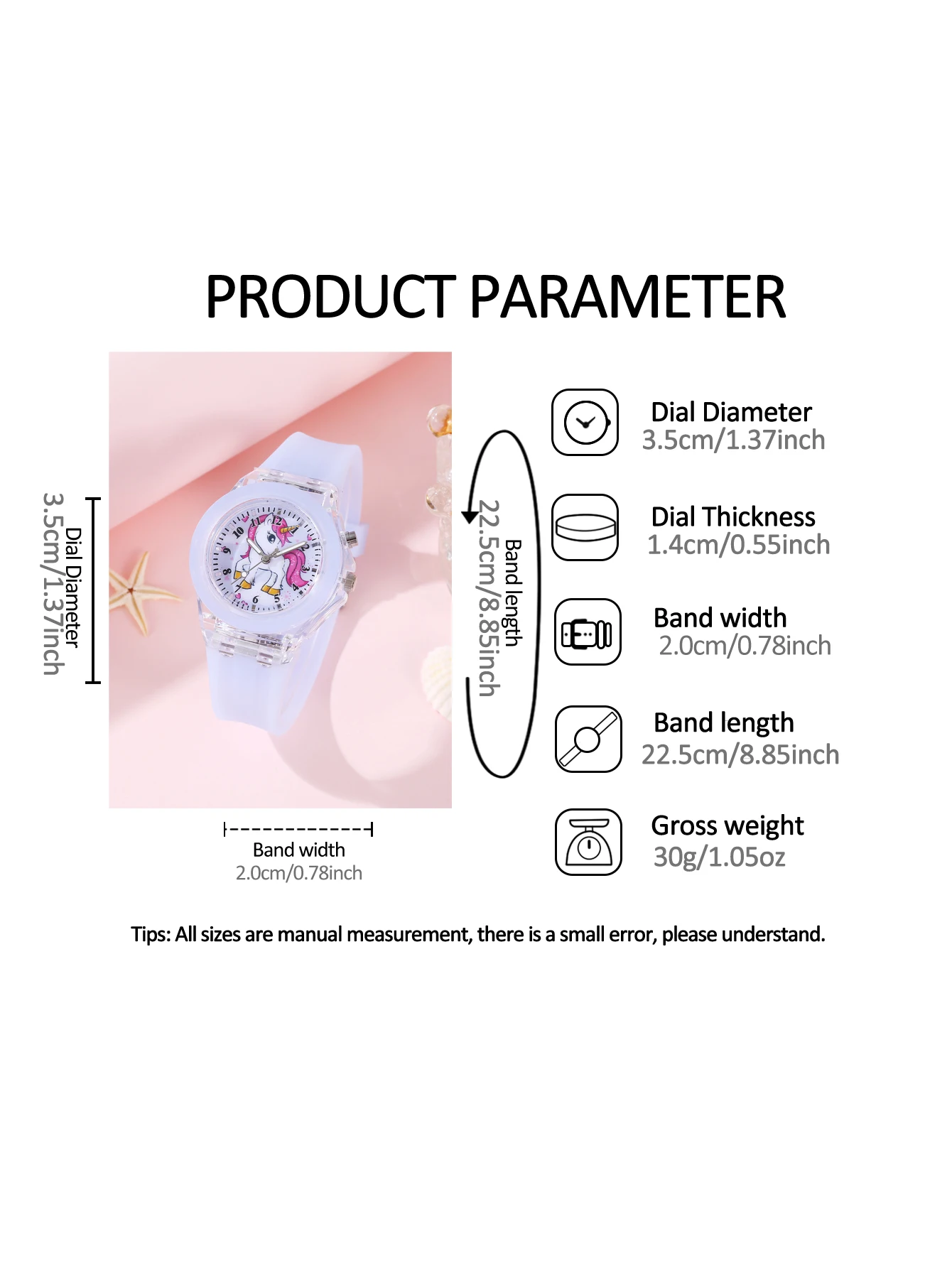 5PCS purple cute silicone Unicorn digital watch and acrylic unicorn bracelet set gift no gift box 6