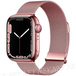 Sleek Milanese Loop Metal Watch Band Strap - 49mm - 42mm - 44mm - 45mm (Rose pink 8)