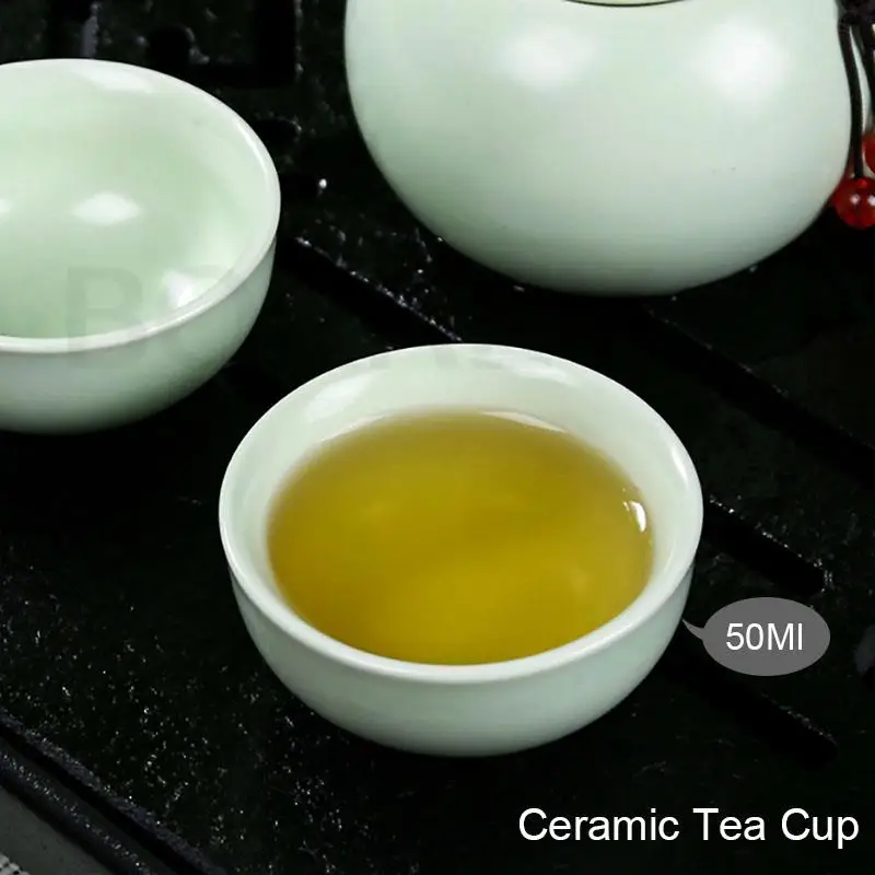 BORREY Portable Travel Tea Set Ceramic Teapot Cup With Bamboo Tea Tray Towel Clip Chinese Kung Fu Set Puer Oolong Teapot