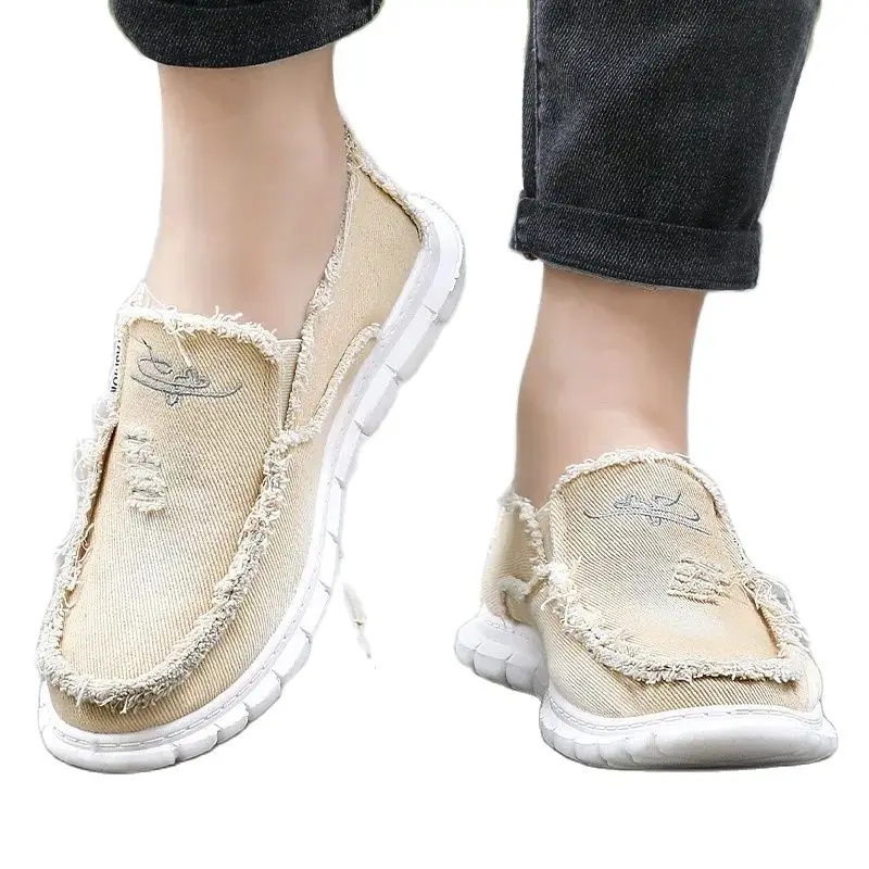Men's canvas shoes 2024 new work men's shoes one foot wash high-end casual 4
