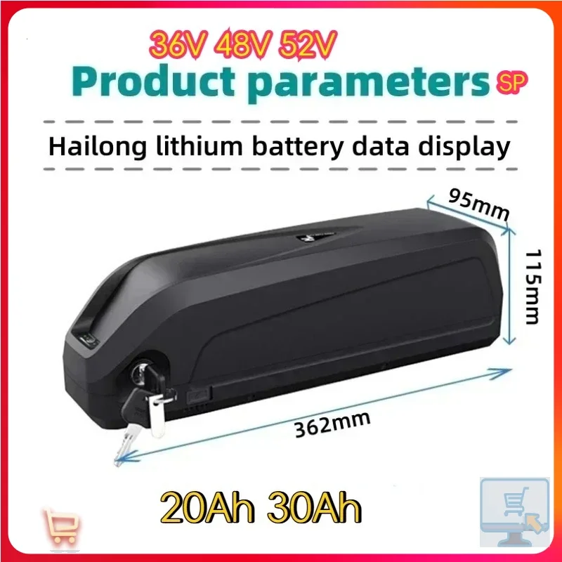 🔋 36V 48V 52V pour moteur électrique VTT batterie Hailong avec BMS 20Ah 30Ah