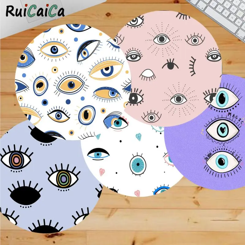 

RuiCaiCa Your Own Mats Evil Eye round Mouse pad PC Computer mat gaming Mousepad Rug For PC Laptop Notebook