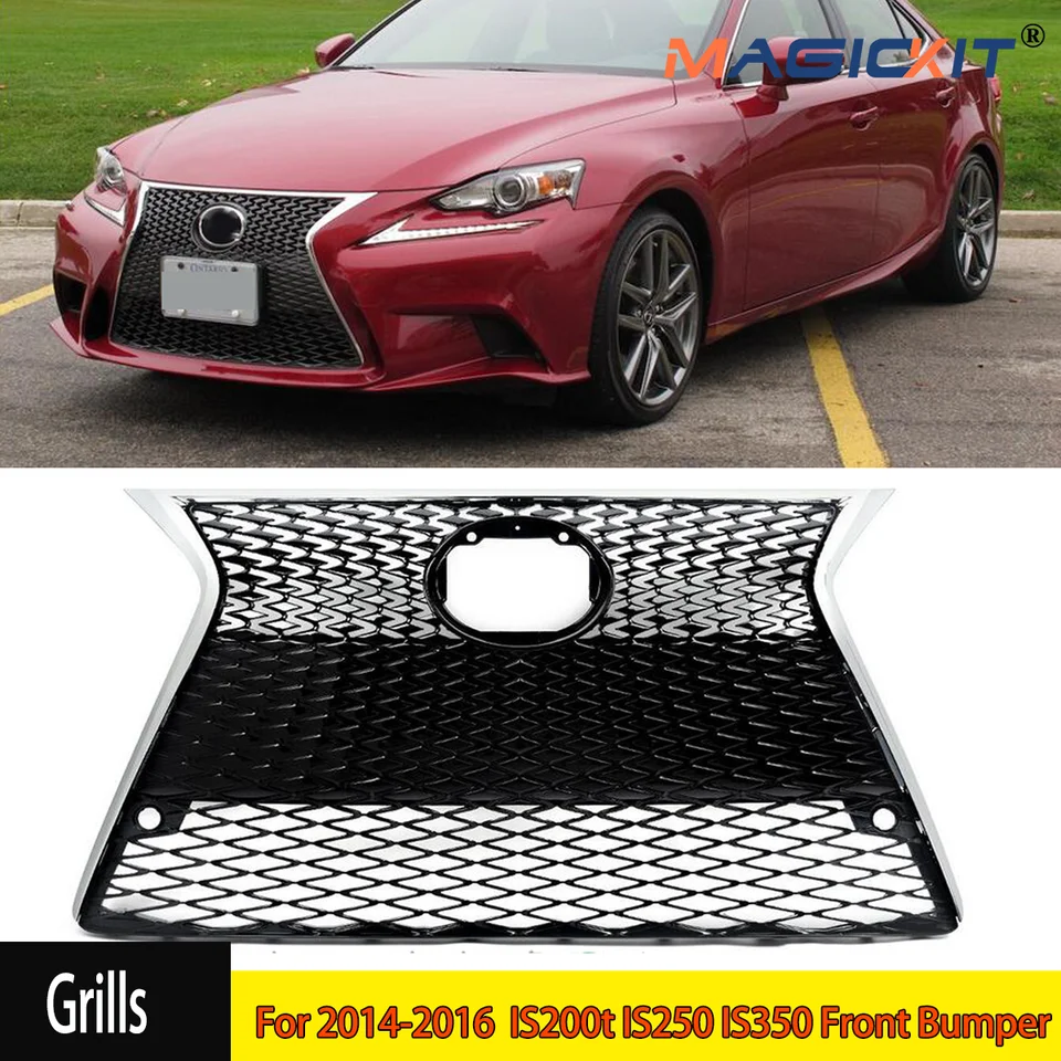 2-Piece Front Bumper Grille Set For 2014-2016 Lexus IS250/IS350 F-SPORT (Upper & Lower)