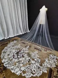 Elegant Lace Wedding Veil 3 Meters Long 1 Tier Bridal Veil with Comb Real Photos Veil for Bride Wedding Accessories