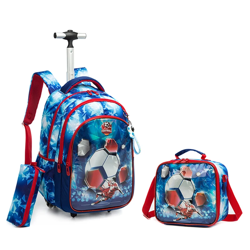 Mochila con ruedas para niños, 3 unidades, con ruedas enrollables, mochila  escolar con ruedas y bolsa de almuerzo, dinosaurio