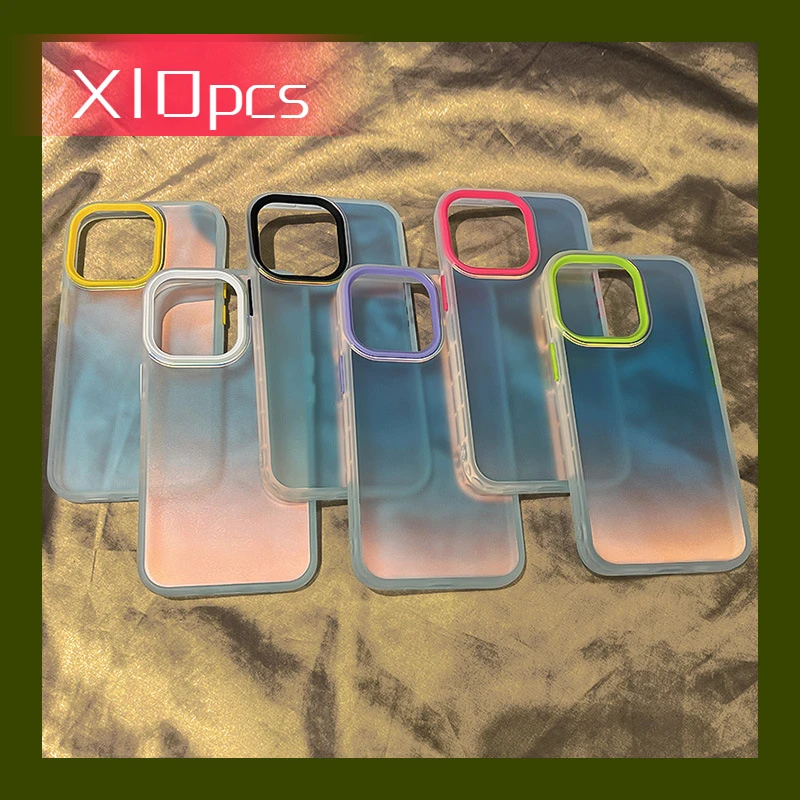 

Laser aurora gradient case for iphone 14 13 12 promax 7 8plus TPU+pc back protection translucent with lens protector cover 10pcs