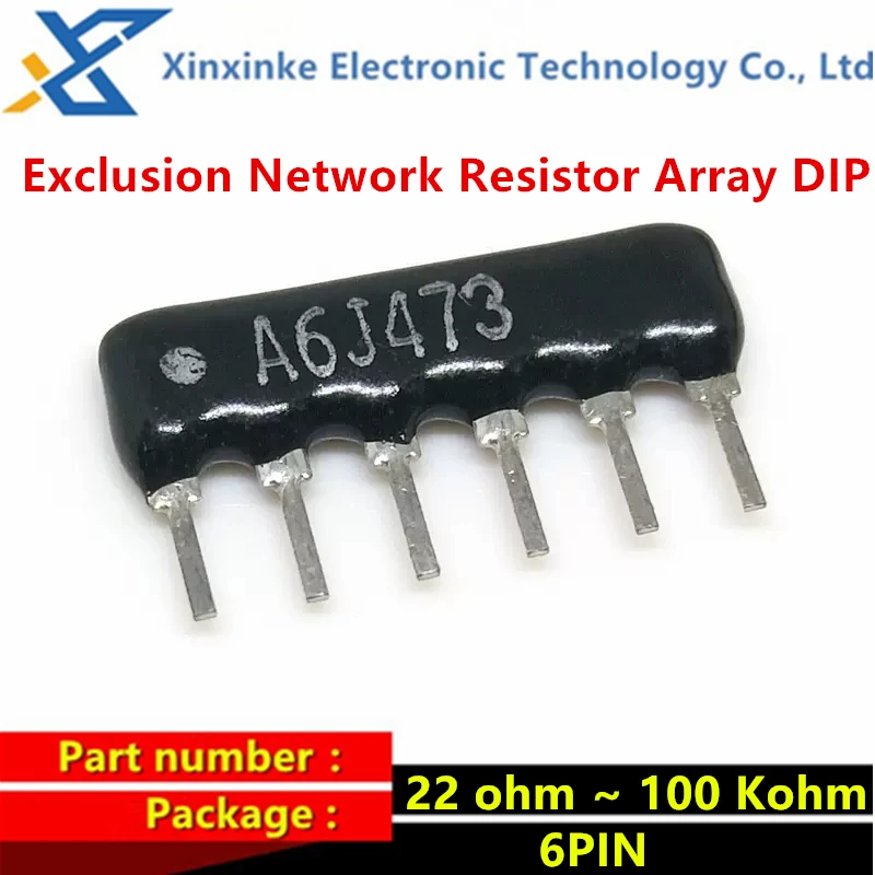 

10PCS DIP 6PIN Exclusion Network Resistor Array 47 100 220 330 470 510 680 1K 1.2K 1.5K 2K 2.2K 3.3K 4.7K 5.1K 5.6K 10K 100K ohm