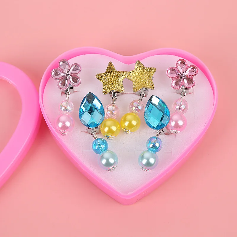 Korean Style Cartoon Heart/Flower Lovely Baby Ear Clips Set Girls Rings Star Bow Ear Clips Kids Clip Earrings Gifts for Girls Ear Clip Earrings Clip Earrings Ear Clip Ear Accessories