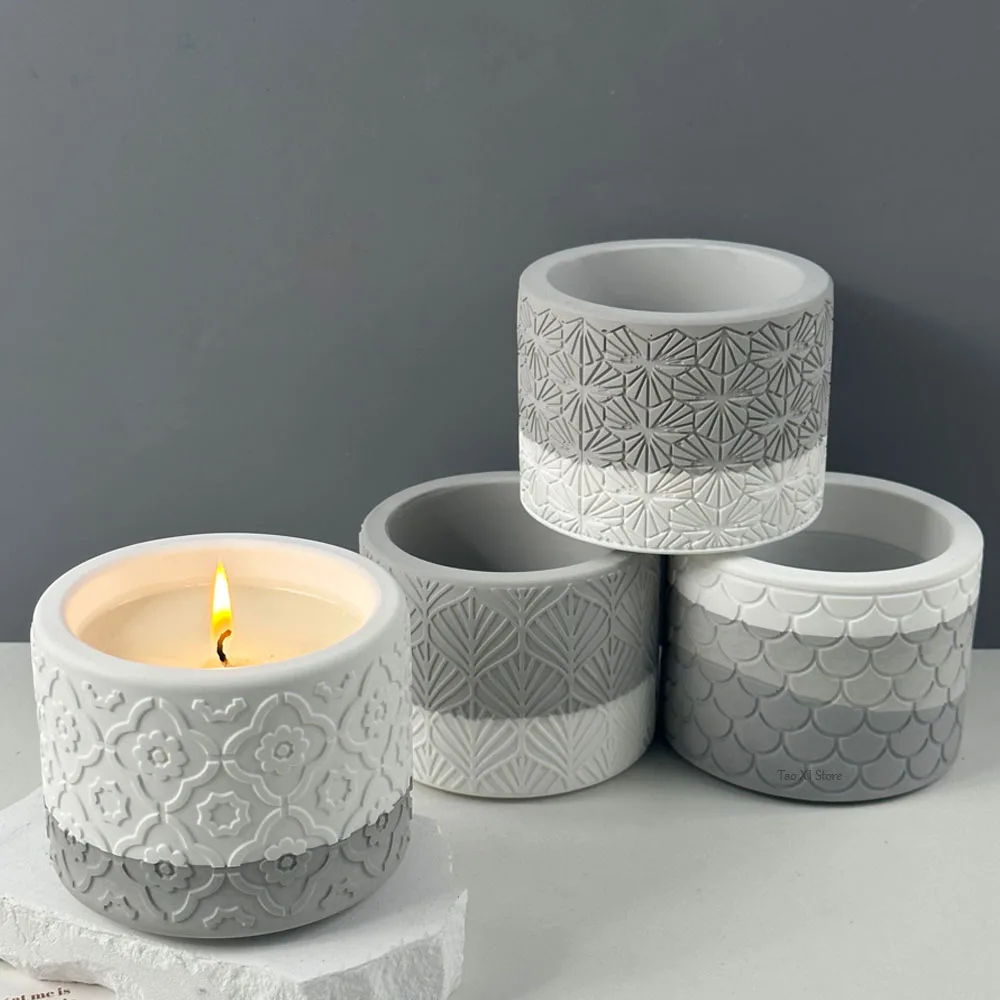 Concrete Flower Pot Silicone Mold DIY Handmade Cylinder Plaster Cement Storage Box Molds Resin Candle Jar Making Home Decor silicone mold