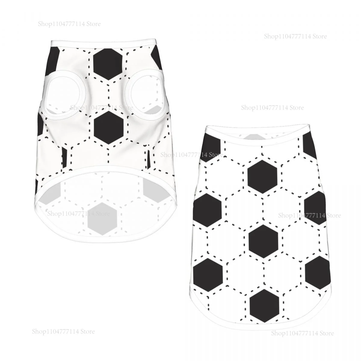 dog wearing football print vest