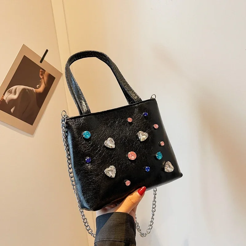 

Colored Diamond Women's Small Shoulder Bags Fashion Pu Leather Ladies Chain Messenger Bag Simple Female Clutch Purse Handbags