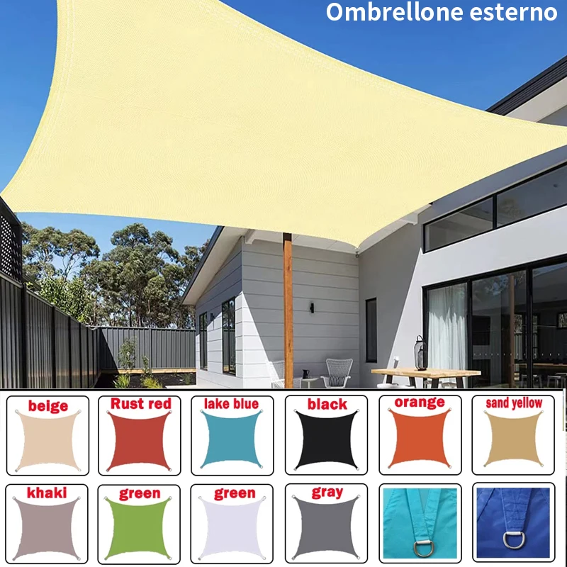 420D Polyester Shade Sail Waterproof Square Rectangle Garden Canopy Patio Pool Canopy Sun Shade Camping Awning