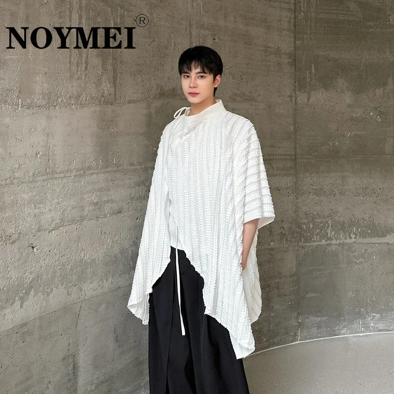 

NOYMEI Pleated Lace Silhouette Cape Half Sleeves Outer Cover Trendy 2024 Darkwear Spring All-match Chinese Style Chic WA4125