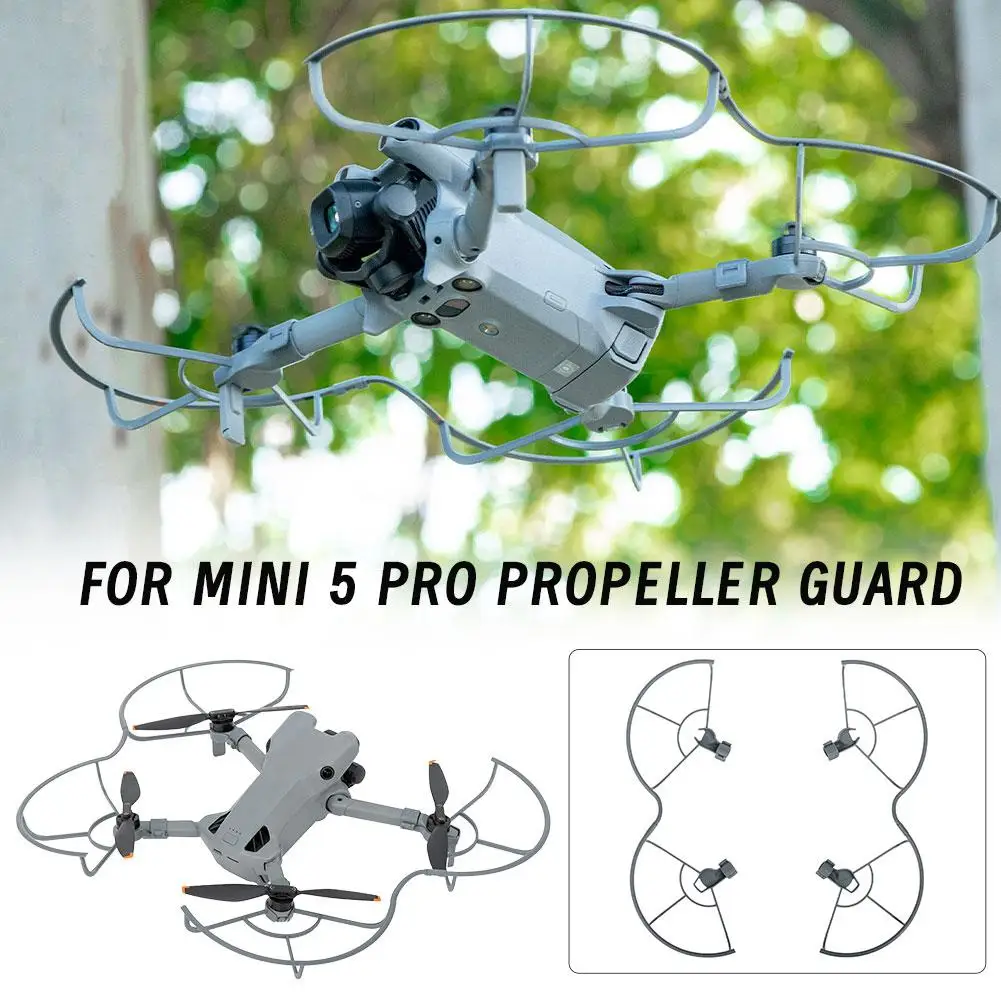 Set de quatre hélices de protection Nylon grises pour DJI Mini 5 Pro, garantissant stabilité et sécurité