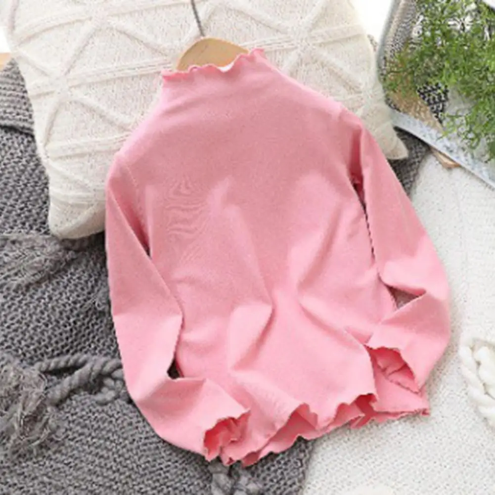 Kids Warm Winter Clothing Cozy Flounce Half-high Collar Girls Sweatshirt for Toddlers 3-8 Years Old Soft Slim Fit Long Sleeves