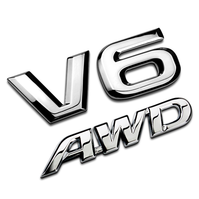 3D Metal Chrome V6 Logo AWD Letters Limited Emblem Car Badge Decal Limited V6 AWD StickerAccessories
