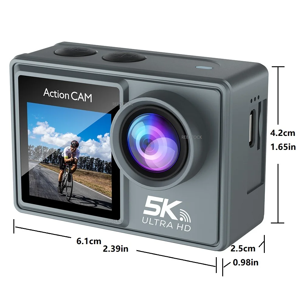 5K 30FPS Action Camera 4K 60FPS Dual Screen 170° Wide Angle 30m Waterproof Sport Camera with Remote Control Bicycle Diving Cam 2