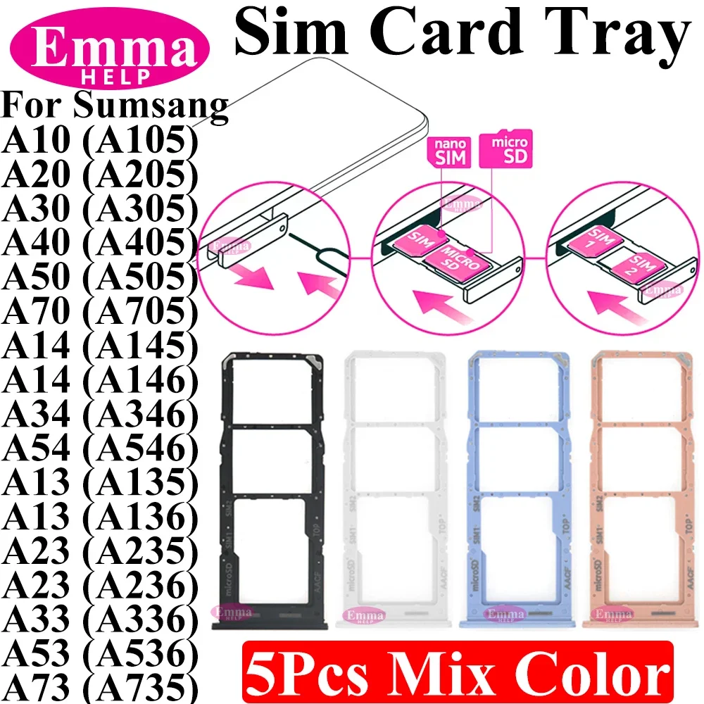 5-Piece Mobile SIM Card Tray Holder Set Adapter