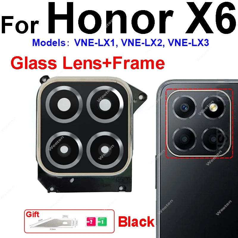 Ricambio per sostituzione vetro per cover posteriore vetrino lente obbiettivo rear fotocamera camera + BIADESIVO adesivo PER HUAWEI GT3 NMO-L21, NEM L51