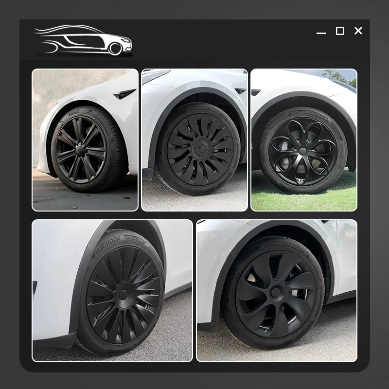 4PCS Design for TESLA Model Y 19 Inches Wheel Hub Caps Vehicle Full Coverage