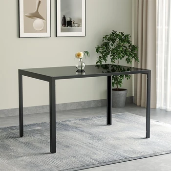 1.2M Black Glass Dining Table Coffee Tables Office Center Kitchen Furniture