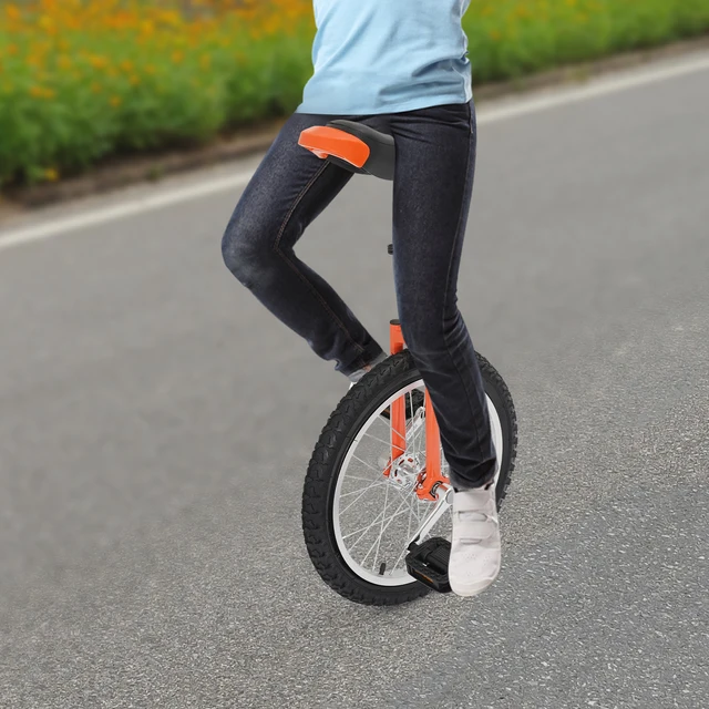 22241-6a2e4c.jpg Orange Outdoor Exercise Unicycle Single Wheel Bike with Adjustable Height Comfortable Seat And Knurled Seatpost for Fitness Riding