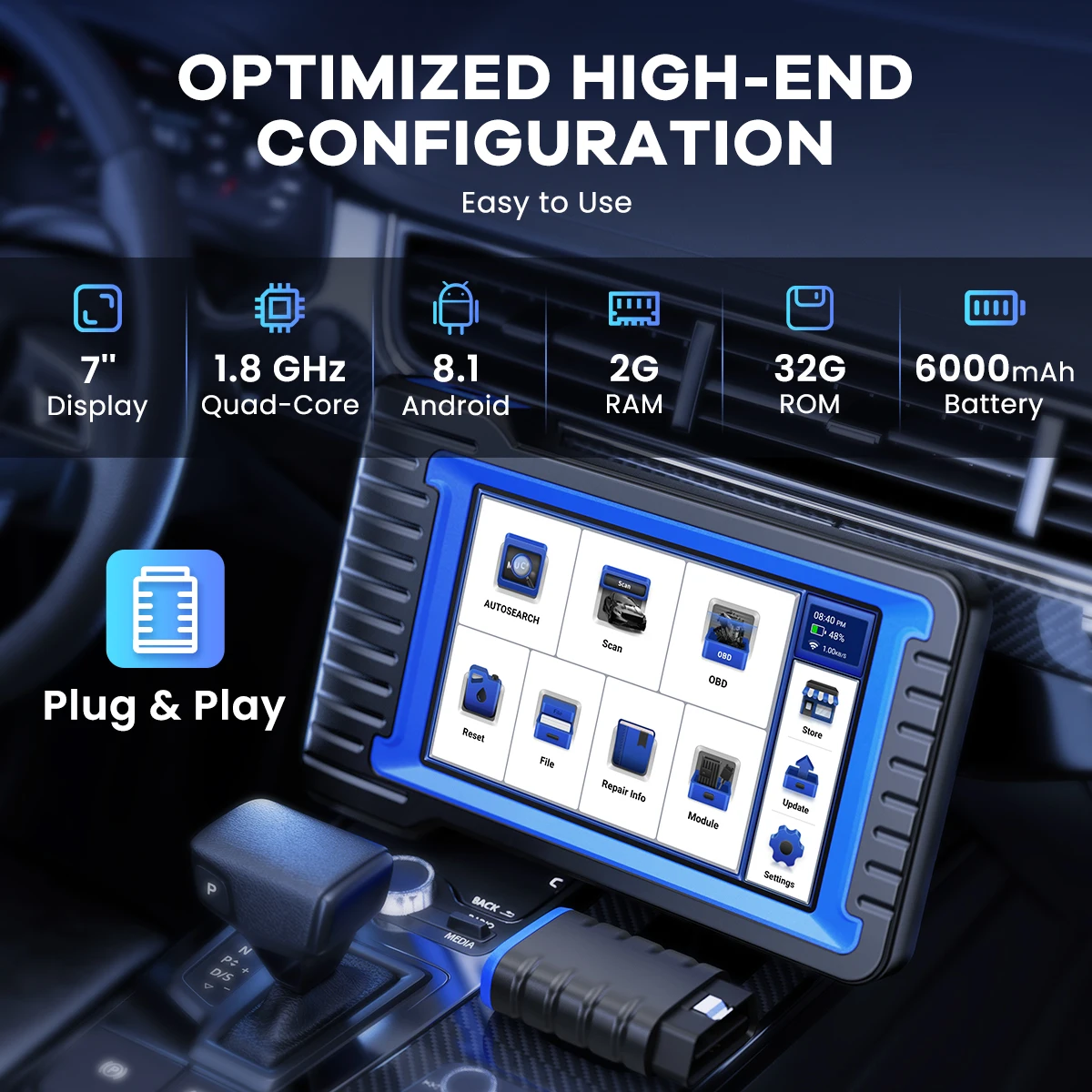 MUCAR VO7 VO7S Professional Auto OBD2 Scanner Full System 28 Reset ECU Coding Bi-directional ECM TCM SRS Scan Car Diagnose Tools