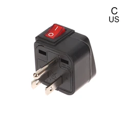 Universal Travel Power Adapter with On/Off Switch - 250V, 10A/13A Capacity (C)