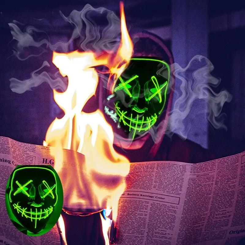 1 Pcs Neon Light Led Bright Toy Mask Black V-shaped Luminous Mask Glowing Shining Toy