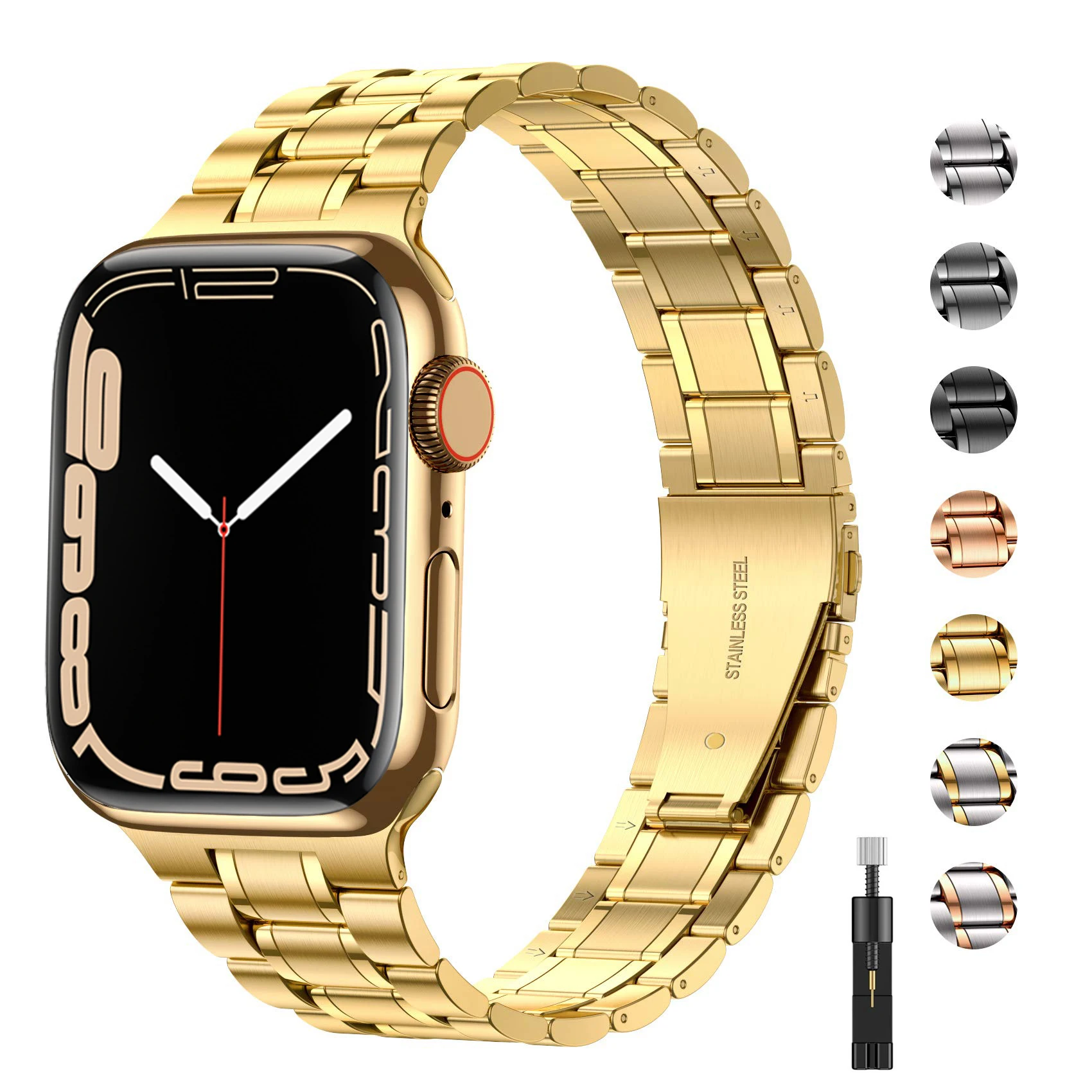 

Ремешок из нержавеющей стали для Apple watch band 49/44/42/45 мм 41/40/38 мм 3 4 5 6 SE, металлический браслет iWatch Series 7 8 ultra