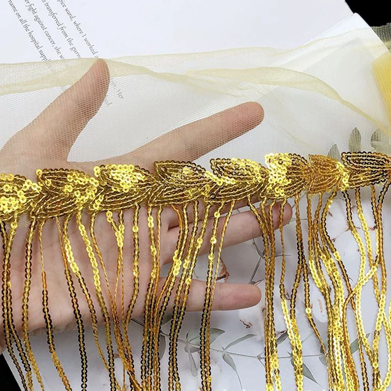 2Yards 30cm DIY Wedding Party Dress Fabric Trims Fringe Tassel Sequins Paillette Lace Ribbon Handmade Sewing Clothes Accessories lace fabric,lace ribbon,lace garment accessories,lace sewing supplies,lace decoration,lace accessories,lace sewing accessories,clothing accessories