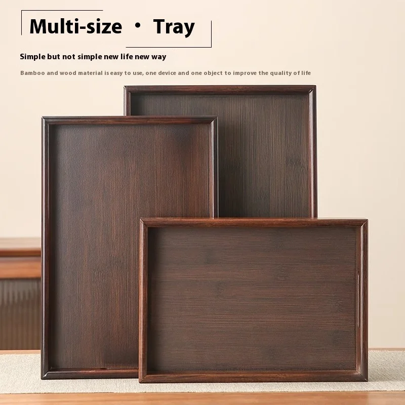 صينية شاي خيزران مستطيلة