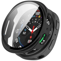 2 - in - 1 PC Hard Case with Tempered Glass Screen Protector for Watch - 40mm & 44mm (Matte black)