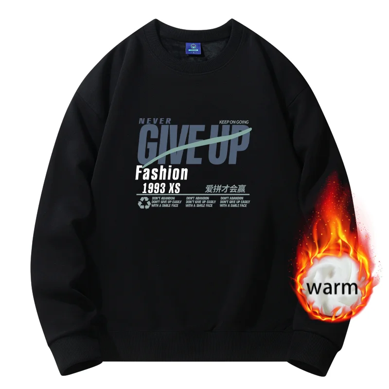 

Winter Clothes for Men Graphic Sweatshirts Cotton Loose Plush Harajuku Top New 2023 Designer Clothes Men Round Neck Sweater