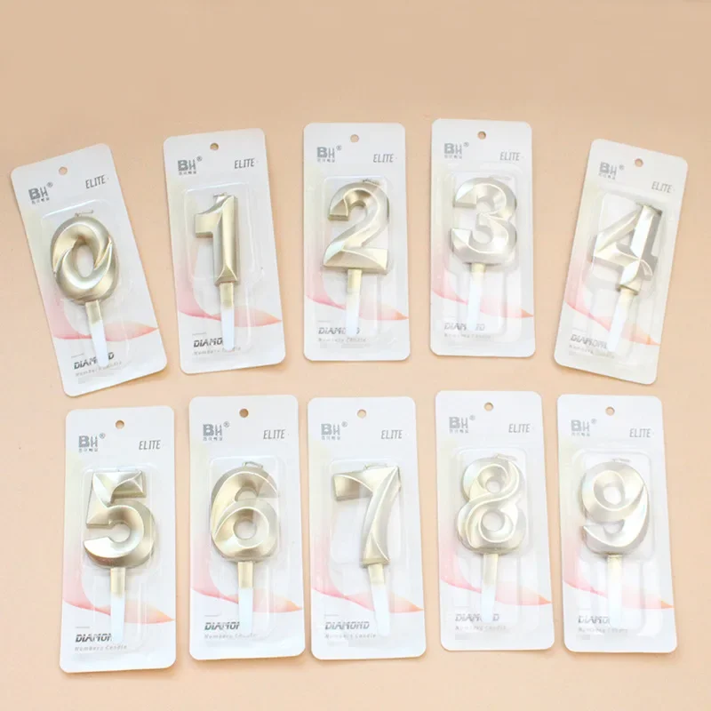 Cake Candles 1Pc 0-9 Number Birthday Extended Big 3D Design Candle Topper Decoration Birthday Anniversary Celebration