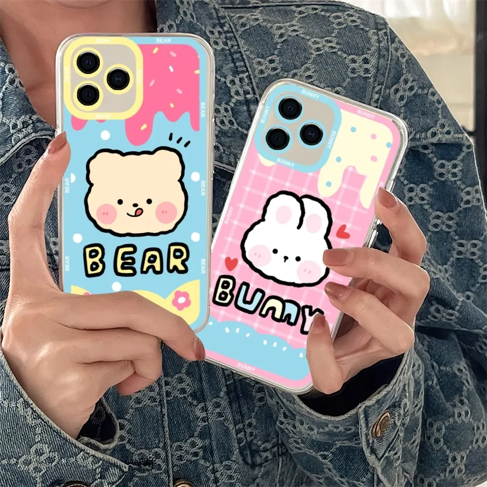 Cute Animals Bunny Bear Custodia Per Telefono Per Samsung S 23 22 21 20 Ultra Plus Lite Custodia Trasparente