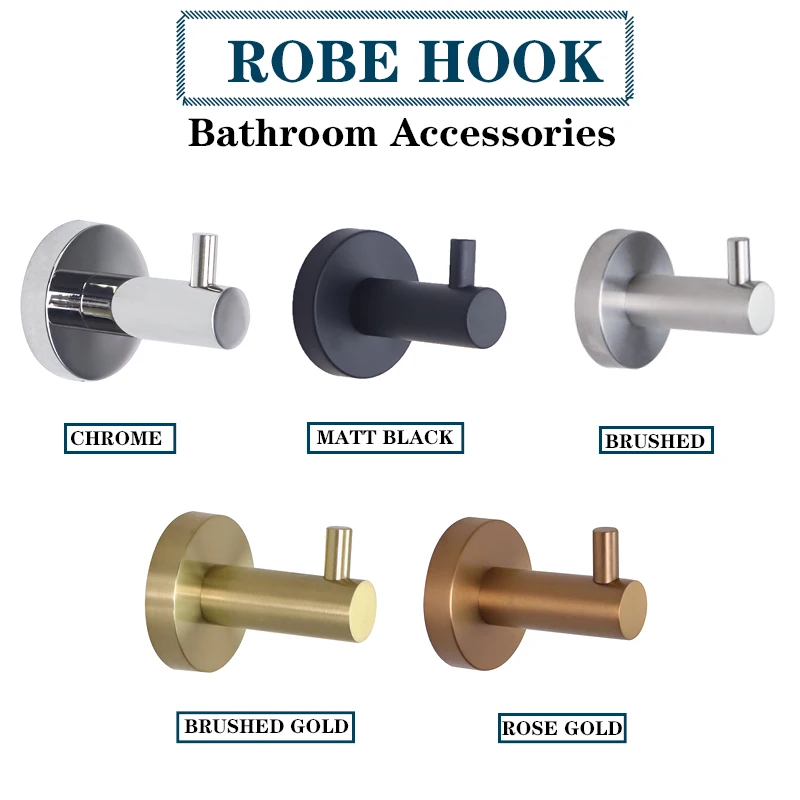 Robe hook SUS304 single hook wall-mounted screw fixation simple style hotel accessories