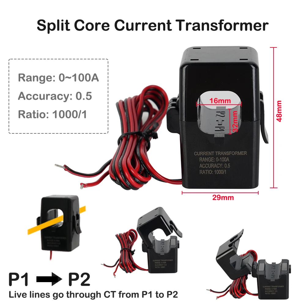 Zigbee Tuya Threee phase 100A Smart Energy Power Monitor with external Current
