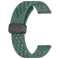 Magnetic Silicone Watch Strap - Universal Fit 20mm & 22mm Bands - 22mm width band (Army Green)