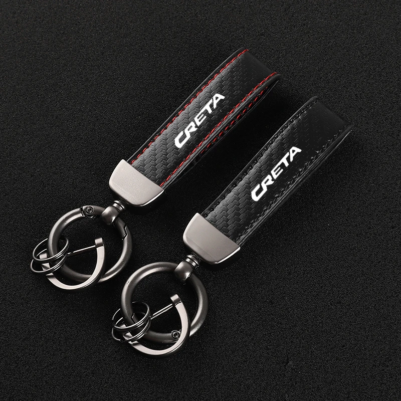 

New Genuine Leather Car Styling Emblem Keychain Key Chain Rings For Hyundai Creta ix25 2020 2019 2011 Car Accessories