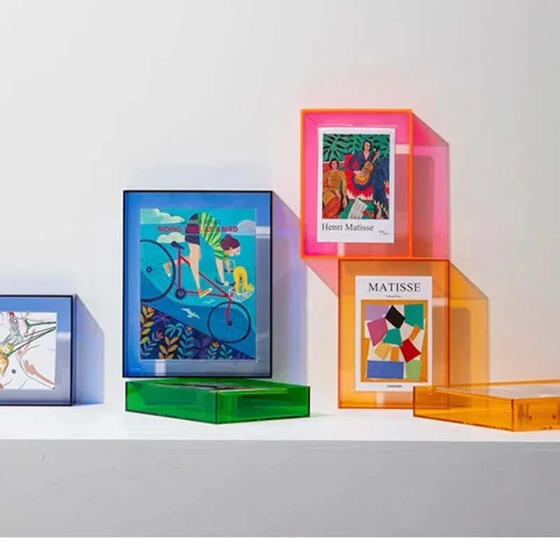 5-6Inch Transparent Acrylic Photo Frame Box Photocard Holder Interior Frame Picture Display Stand Office Home Desktop Decoration photo frame acrylic display holder