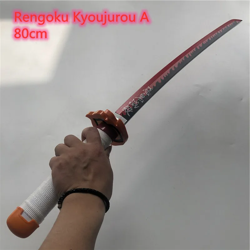 

1:1 Kimetsu no Yaiba Sword Weapon Demon Slayer Rengoku Kyoujurou A Cosplay Sword Ninja Knife Anime wood Weapon Prop 80cm