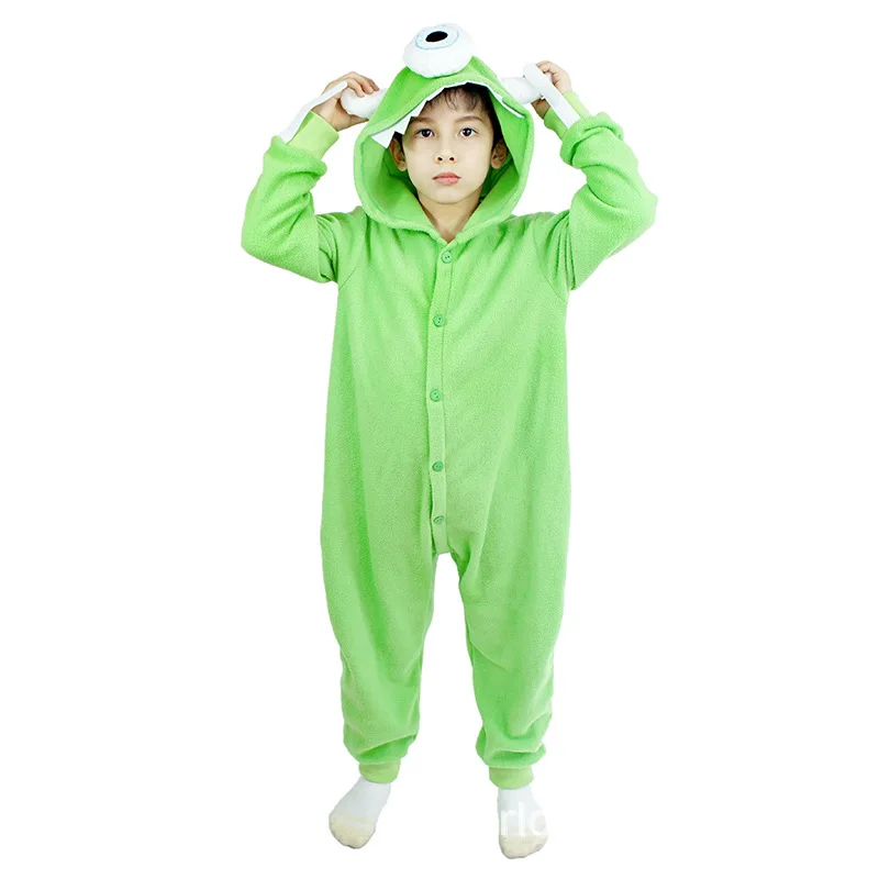 

Cartoon Monster Green Eye Cosplay Big Eye Green Jumpsuit Hat Top Costume Halloween Kid