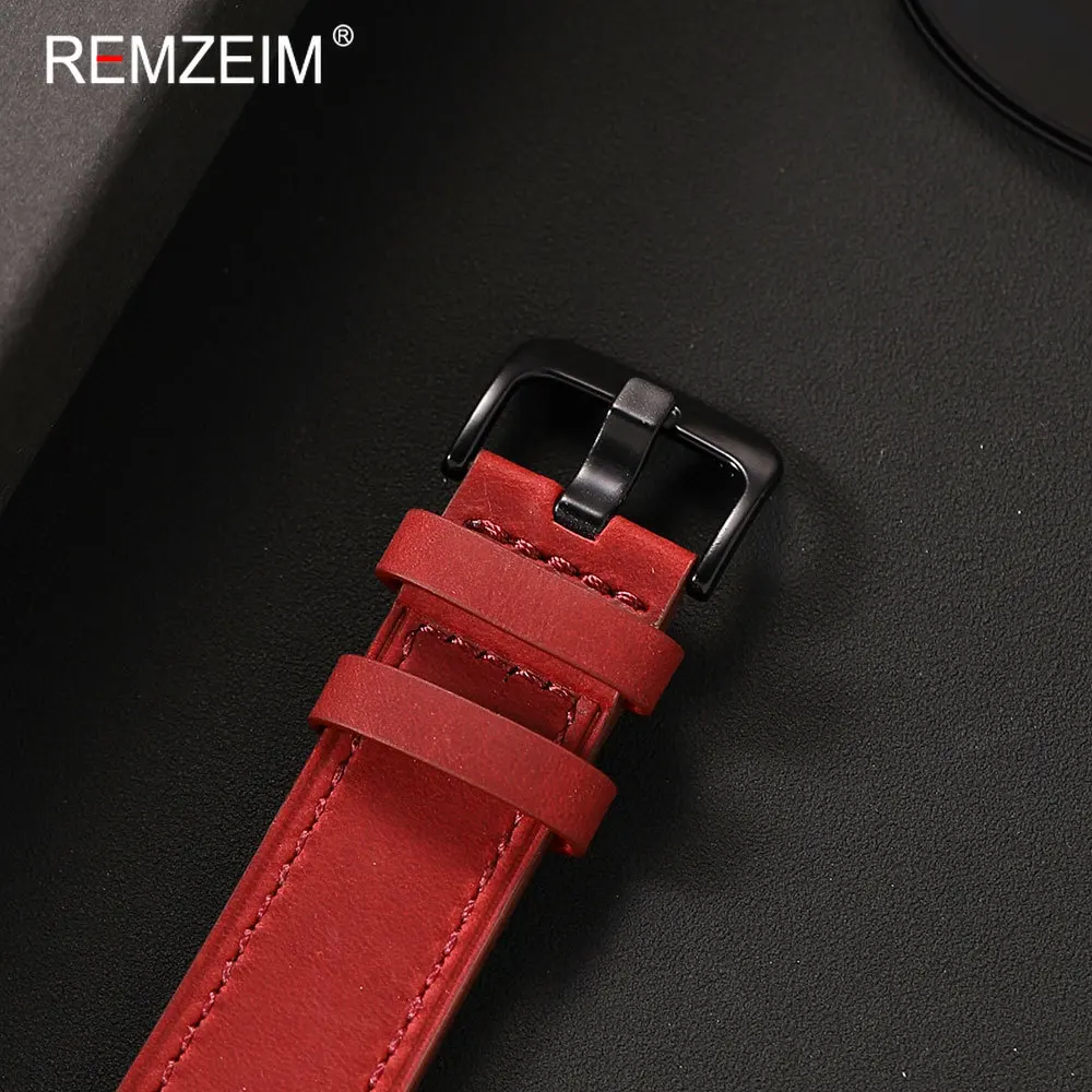 Luxury Matte Leather Watch Band with Black Buckle - Men's Replacement Strap