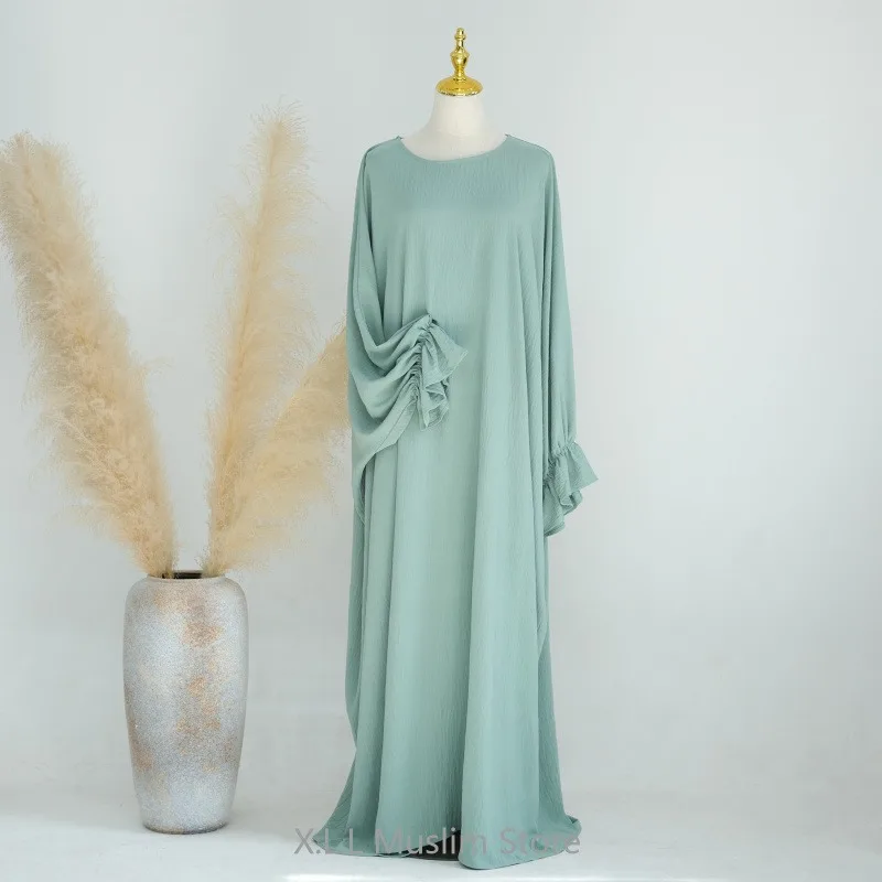 Ramadan Eid Without Hijab Dress Modest Dubai Kaftan Roba Islam Djellaba Abayas For Women Loose Soild Color Prayer Muslim Clothes