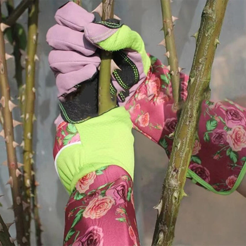 1Pair Heavy Duty Durable Long Gloves Rose Pruning Garden Puncture Resistant Work Yard Glove Waterproof Trimming Gardening Glove