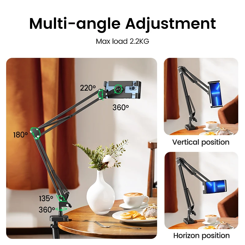 Ugreen Tablet Suporte do Telefone Braço Longo Alumínio Ajustável Tablet Titular para Ipad Pro Mini ar Xiaomi Tablet Suporte para Portátil - Imagem 2