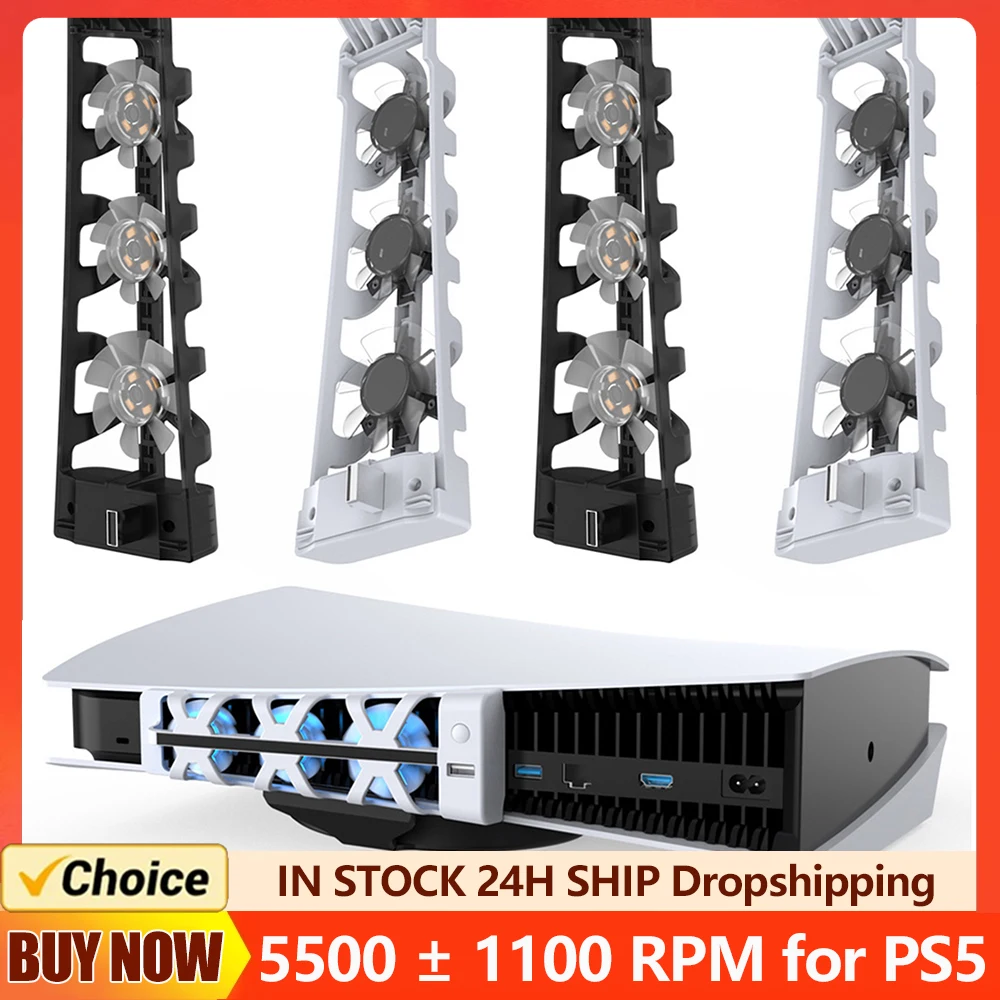 냉각 선풍기 라디에이터 외부 쿨러 선풍기, 5500 ± 1100 RPM, LED 블루 라이트, 업그레이드 게임 액세서리, 효율적인 냉각 시스템, DC 5V