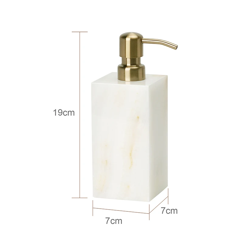Close-up of marble bathroom accessories