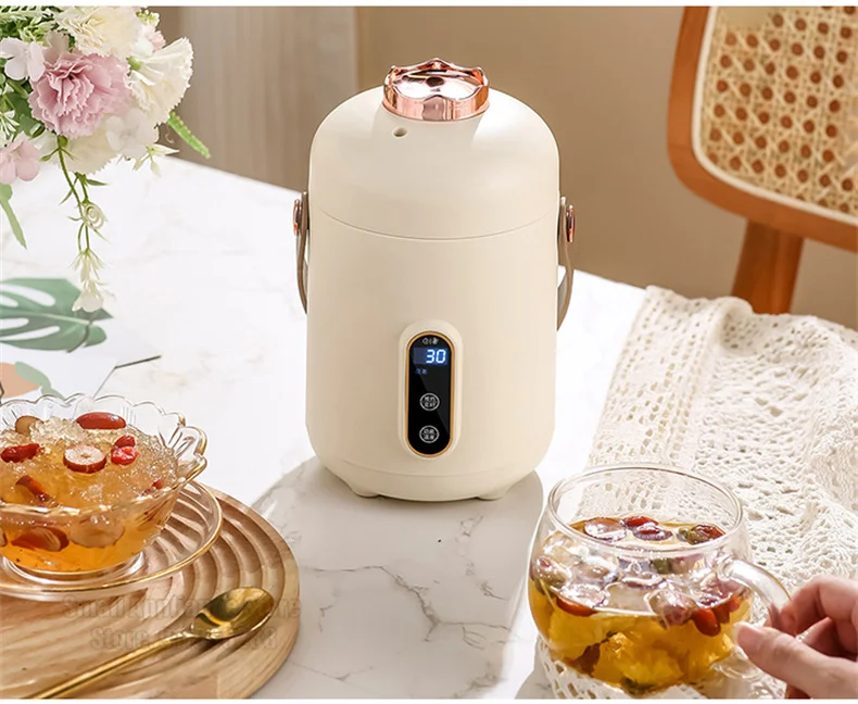 Mini panela quente portátil com alça de couro, doméstico, 220V, 600ml